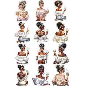 UV DTF Stickers - 12 Sheets Quality Versatile African Women UV DTF Cup Wrap for Coffee Mugs Glass, DIY Decals for Tumblers, Waterproof Rub on Transfers for Crafts Projects