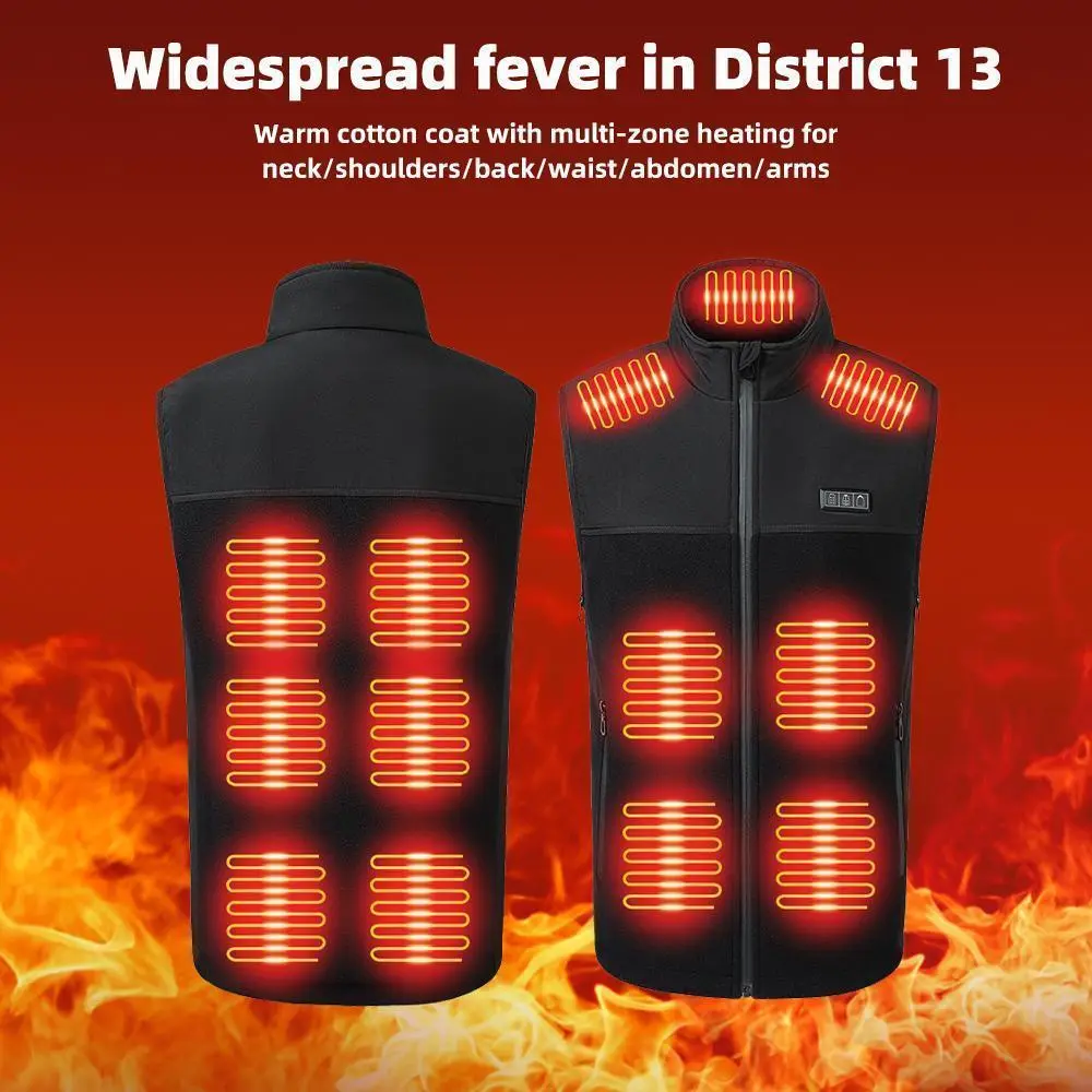 Electric Heated Vest for Men - 13-Zone Body Warming Technology - Rechargeable Battery Heated Jacket - Thermal Fleece Lining with 3 Heat Levels - Perfect for Outdoor Work & Winter Sports Coat Zippers