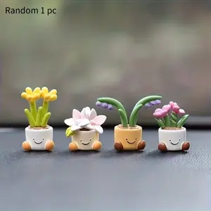 1pc Resin Plant Car Decorations | Luxurious Dashboard Additions, Interior Ornaments, Elegant Vehicle Decoration, Perfect for Car Interiors