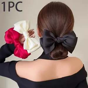 Women's Satin Bow Hair Tie, Vintage Style Large Butterfly Knot, Perfect for Ponytail and Bun Hairstyles, Single Item