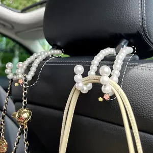 Faux Pearl Car Seat Back Hook, Multifunctional Hanging Hook for Bags, Car Interior Decoration Accessories