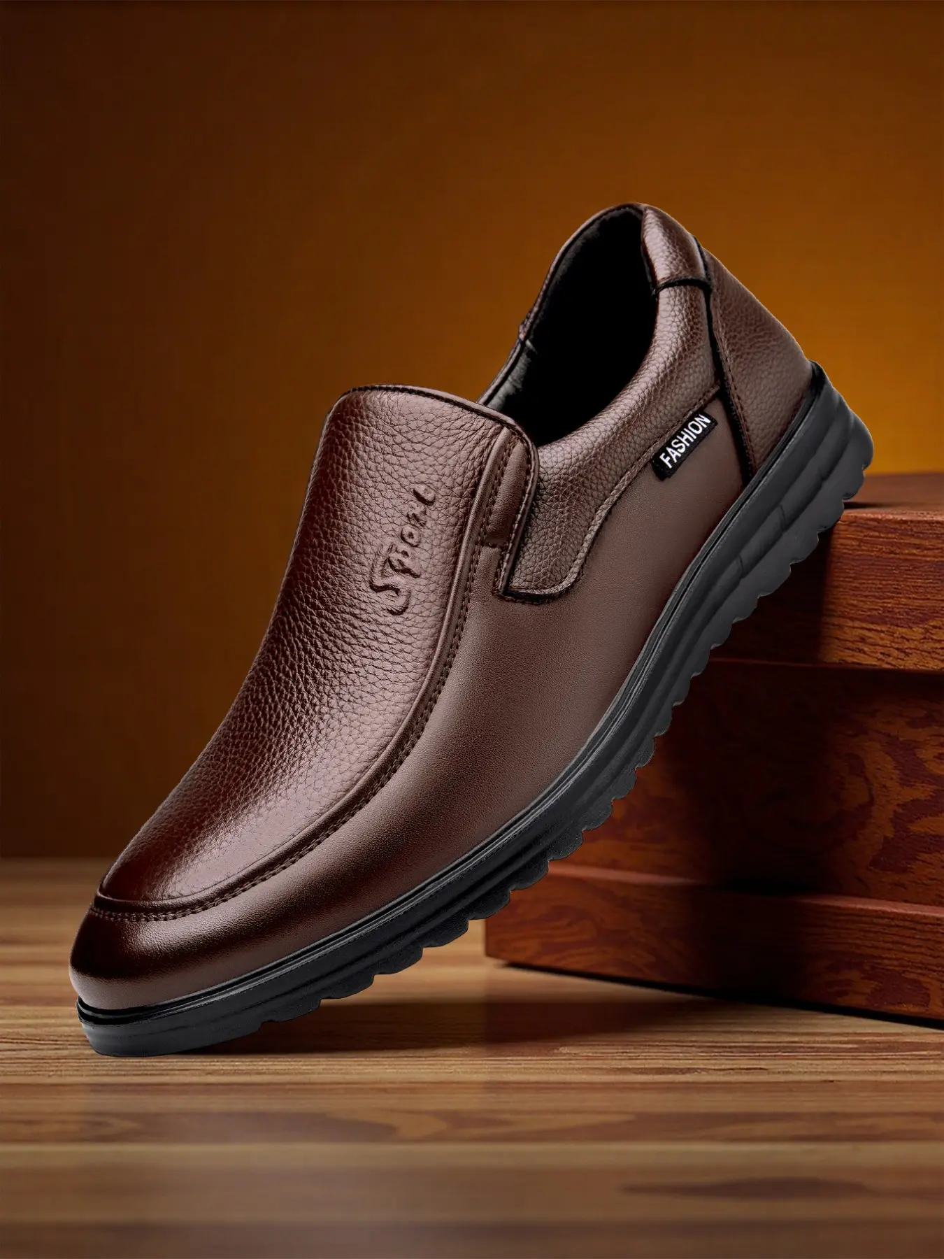 Men's Fashion Gentleman Casual Business Office Formal Loafer Shoes Low Top Design New British Style Classic Versatile, PU Material, All Seasons