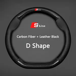 Carbon Fiber Leather Car Steering Wheel Cover Breathable Anti Slip for Audi Sline A6 C5 C6 C7 C8 A4 B5 B6 B7 B8 B9 S3 S4 S5 Q3 8u Q5 8r Durable Fitment Enhance Grip