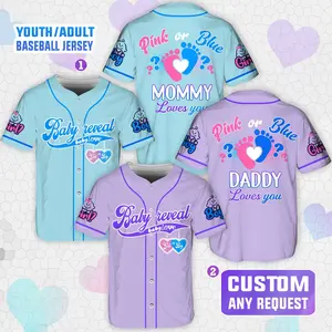 Personalized Baby Reveal Baseball Jersey, Blue or Pink Baseball Jersey, Gender Reveal Jersey, Team Boy Team Girl Jersey, Reveal Party Jersey