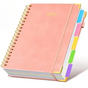 1pc A5 Faux Leather Spiral Bound Notebook - 300 Pages Thick Binding, 5-Subject College Ruled Notebook, Detachable Inner Pages, Suitable for School, University, Office, Diary, Planning