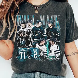 Macklin Celebrini and Will Smith Comfort Colors T-shirt, Vintage 90s San Jose Hockey Tee, Game Day Outfit, Unisex Fit Design, Gift for Fans, Streetwear