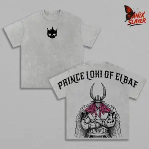 Prince Lokii Washed Tee – OP Anime Elbaf Giant Prince Manga Graphic Double Printed T-Shirt, Menswear Heavy Cotton Unisex Oversize Streetwear Vintage Anime Tee