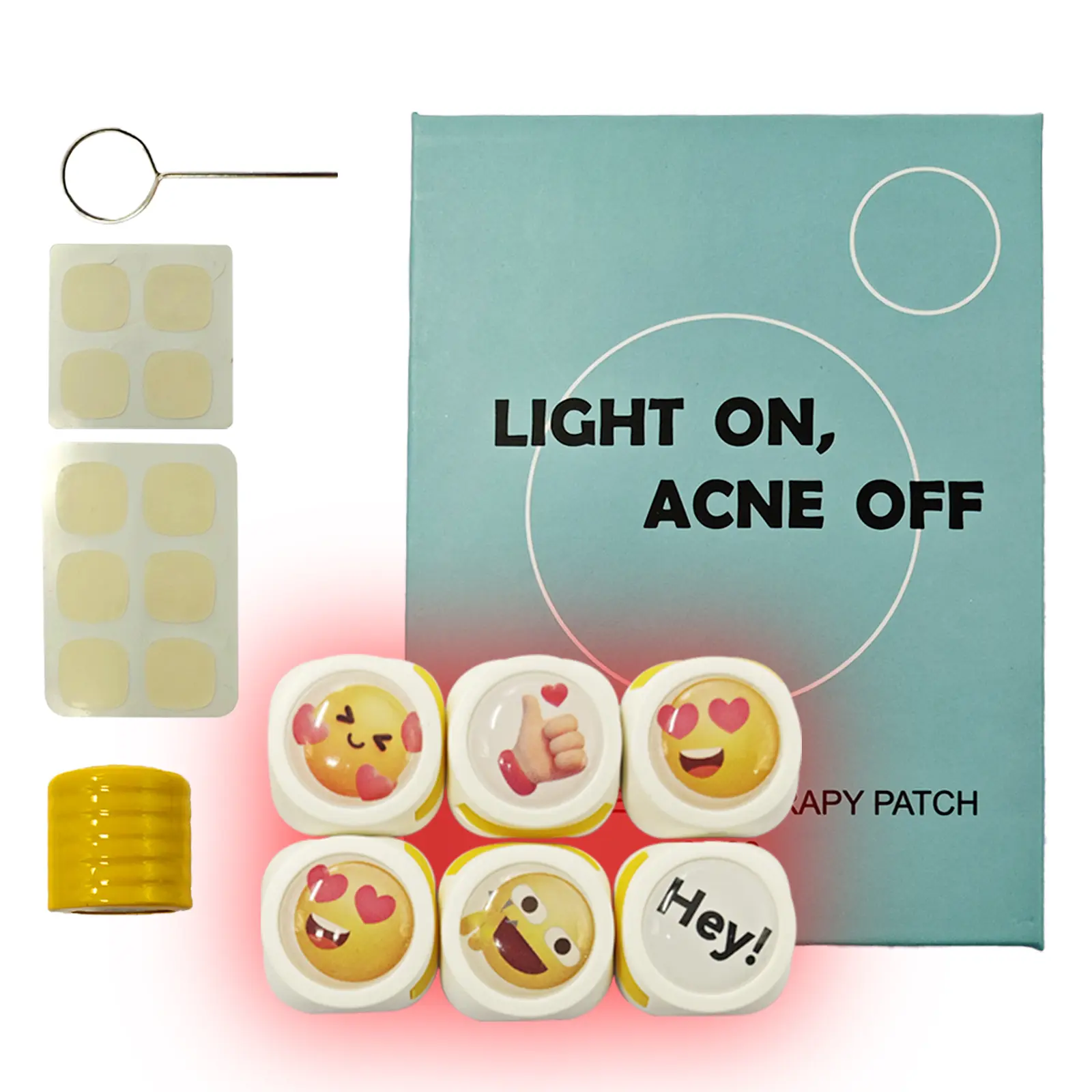 Therapy Pimple Patch, LED Red Light Hydrocolloid Zit Patches, Spot Dots for Blemishe, 6-Packs, Use 6-8 hours (Yellow, Reduces Red&Black Pimple Marks)
