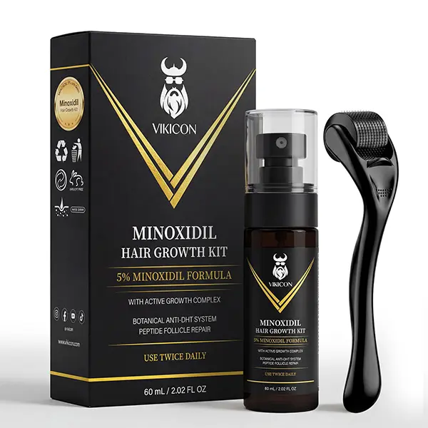 VIKICON 5% Minoxidil Hair Growth Spray Kit for Men and Women, Hair Loss and Hair Regrowth Treatments with Biotin, Botanical Anti-DHT System, Topical Solution for Hair & Beard Thickness, Perfect Present for Men Women Family Gift