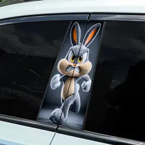 Realistic Plush Style Bugs Bunny Personalized Car Stickers 2-piece, Decal For Cars, waterproof, scratch-resistant, suitable for all models, holiday decorations, suitable for laptops, cars