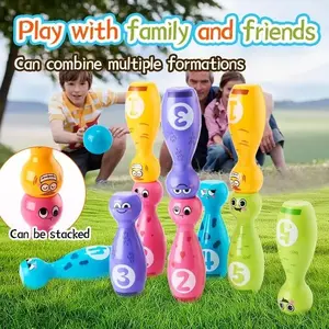Bowling Ball Toy Set, Indoor and Outdoor Parent-Child Fun Choice, Bag Contains 10 Bottles and 2 Balls, Beach Water Play Gift