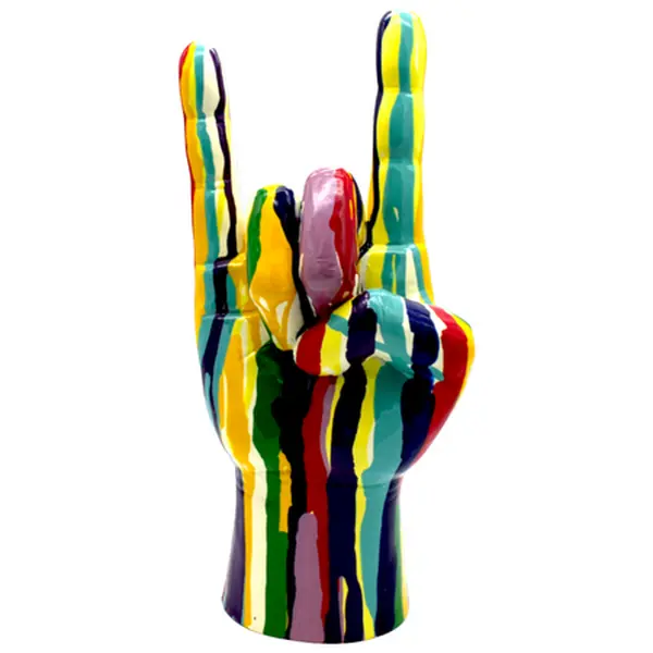Jumbo XXL Graffiti Rock On Hand Sculpture – 11" Tall Tabletop Decor