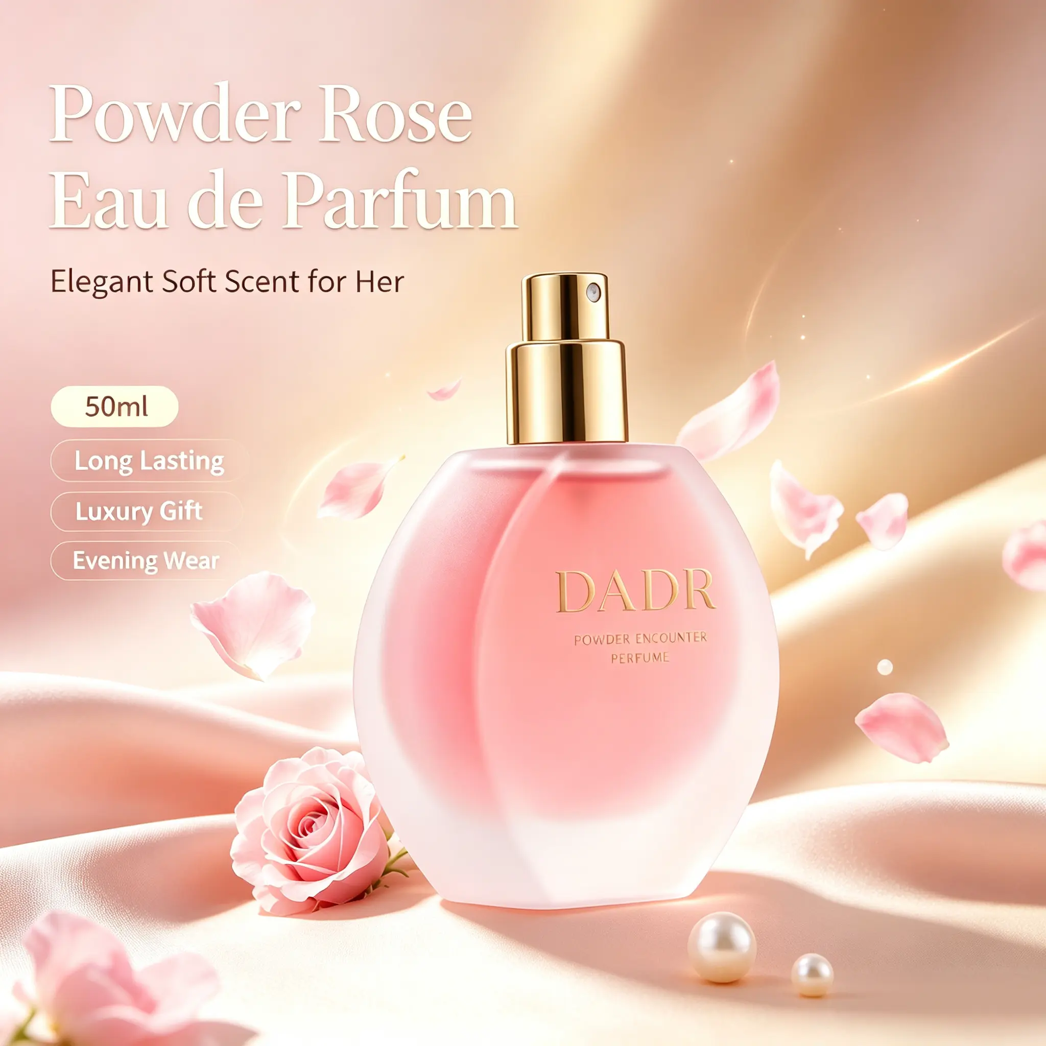 DADR Powder Encounter PerfumeSoft Rose Peony Vanilla Musk, 6H Long Lasting Women Fragrance