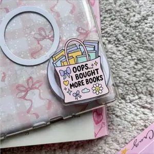 Oops I Bought More Books MagSafe Phone Grip, Cute Book Tote Magnetic Stand, Funny Reader Accessory, Gift for Book Lovers mount sticky pop socket
