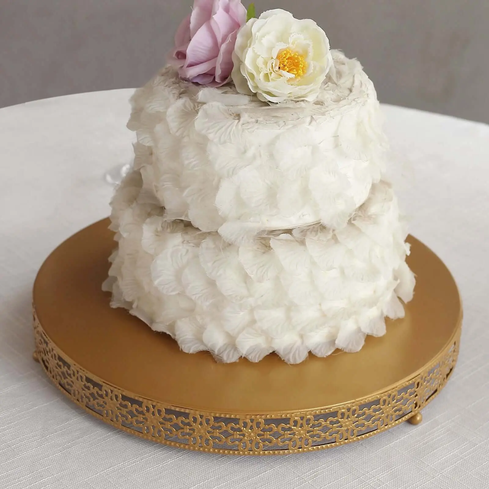 Metal 16" Round Pedestal Cake Stand Gold for Buffet Table Sweets Station