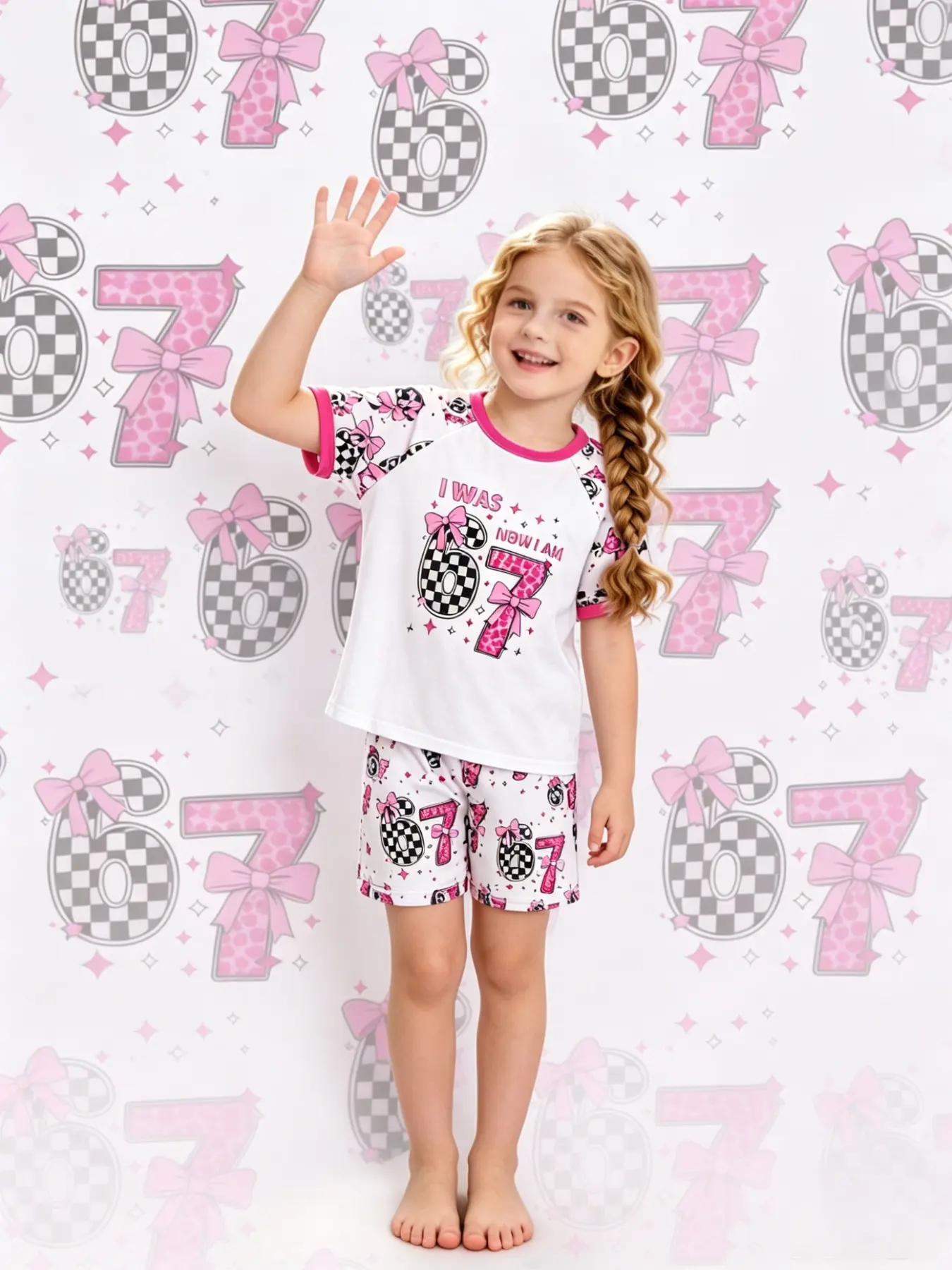2-piece children's full body letter grid leopard print short sleeved shorts with round neck design and elastic waistband, suitable for all seasons of home, daily leisure, Summer Sleepwear Set, Leopard Print Pajamas