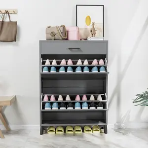 Shoe Storage Cabinet for Entryway, Free Standing Shoe Organizer with 2 Flip Drawers, Hidden Shoe Rack Storage Organizer for Doorway Hallway Closet