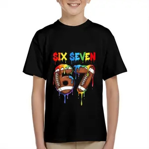 Kid's T-shirt Funny FOOTBALL SIX SEVEN 67 gesture robot number character mecha  lightning fun 100% cotton pattern T-shirt for boys and girls  toddler cartoon T-shirt, teen boy clothing gift G-115