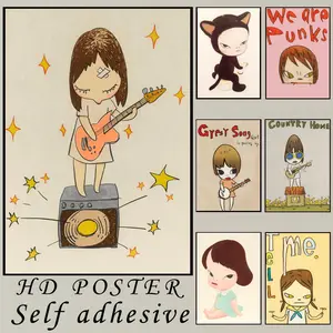 Yoshitomo Nara Art Poster High Quality Graphic Prints Waterproof Wall Sticker Bar Cafe Living Room Decor Modern Aesthetic Home Decoration Gift Vintage TrendyX