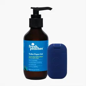 Starter Set, Fresh Peaches Toilet Paper Gel, Wet Wipe Alternative, 4.4oz Home bottle and 20ml Pocket bottle, Equivalent to ~285 Wipes