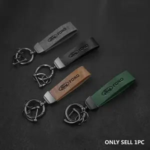 Leather Metal Alloy Car Key Ring Chain, Anti-Lost Buckle Pendant, Keychain Pendant, Keyrings for Keys, for Ford Focus Mk2 Mk3, Fiesta, Fusion, Ranger, Mondeo, S-Max, Kuga
