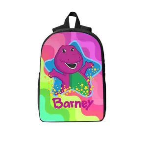 Barney & Friends Barney the Dinosaur 17" Kids Laptop Backpack, Durable Polyester with Breathable Shoulder Straps, Two-Way Zippers & Side Pockets, Ideal for Preschool, School, Travel & Nostalgic Fans