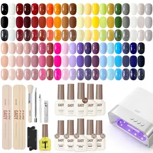 GAOY 45 Pcs Gel Nail Polish Kit with U V Light, 39 Colors Pink Jelly All Seasons Gel Polish Set with Base Glossy Matte Glitter Top Coat, Builder and Cuticle Oil for DIY Manicure at Home