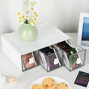 Multifunctional Stackable Storage Box with 1-3 Drawers, Plastic Kitchen Organizer, Desktop Cosmetic Holder, Home Storage Solution