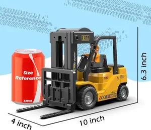 RC Forklift Truck, 2 in 1 Transform Lift Fork & Hook, Kids Forklift Toy, 11 Channel Remote Control Forklift for Adults, 2 Battery, Spray, Light, RC Construction Vehicles Toy Gift for Kids 6+