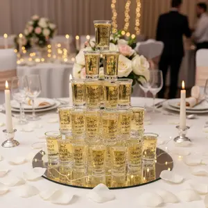 50PCS Acrylic Wedding Shot Glasses – 1.2oz Favors for Guests with 'Take a Shot We Tied the Knot' Stickers, Thank You Tags & Organza Bags Drinkware