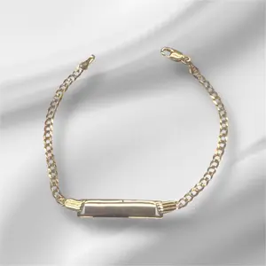 Esclava cubana con placa oro 14k, 6’’