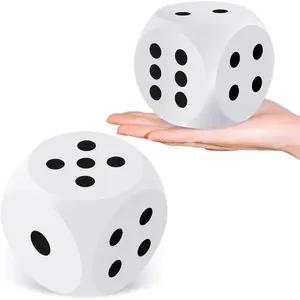 3 Inches Foam Dice Fun Filled Large Educational Toy Kawaii Giant Decorative Eva Foam Jumbo Big Square Building Blocks for Board Game Nights Learning Sessions White 1 Pc