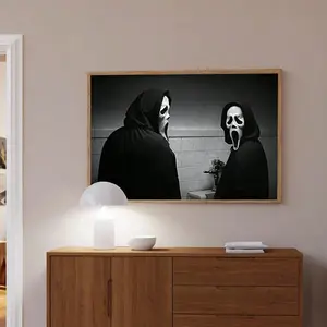 1pc Unframed,Scream Movie Bathroom Art - Ghostface - Halloween, Horror Movie Poster Canvas Painting Creativity Posters And Print Wall Art Picture For Modern Living Room Home Decoration Gifts Birthday Graduation Halloween Decor Room Decor Photo Artistic