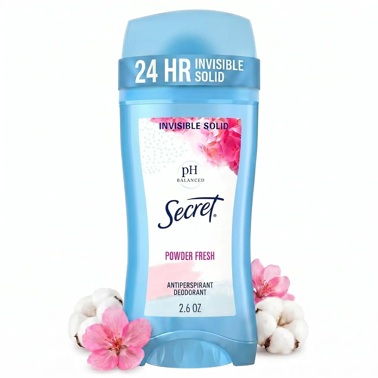 Secret Antiperspirant Deodorant for Women, 24-Hour Sweat & Odor Protection, Invisible Solid, Powder Fresh Scent, Gentle & pH Balanced, 2.6 oz
