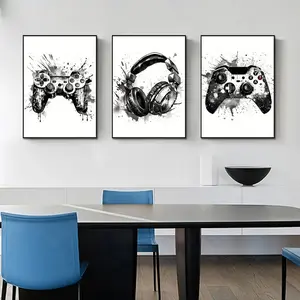 3-Piece Game Controller Art Canvas Posters, Fun Wall Decor for Gamers' Rooms, Modern Living Room Prints Without Frames