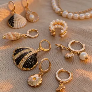 Ocean Style Shell Conch Pearl Earrings Set | Vintage Vacation Aesthetic, Unique Design. Perfect for Daily Commutes, Dates & Beach Getaways. Ideal Mother’s Day/Birthday Gift — Luxurious Vibe Earrings for Besties & Girlfriends