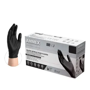 Ammex Professional Black Nitrile Gloves 100 Pack