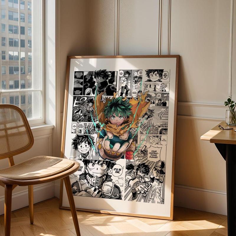 My Hero Academia Deku Midoriya Izuku Manga Panels Poster: Anime Print, Anime Satin Poster
