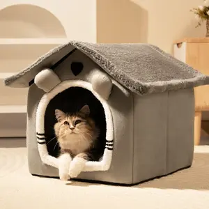 Breathable Warm Plush Pet House, Indoor Outdoor Dog Bed with Sponge Filling, All-Season Small Medium Breed Kennel for Dogs & Cats