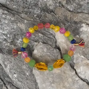 Boho Tassel Pink Yellow Orange Green Pride Beaded Bracelet with Colorful Tassels and Beads for Stylish Accessory