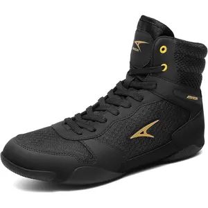 Men Wrestling Shoes Boxing Shoes High Top Fitness Sneakers Zero Drop Sole