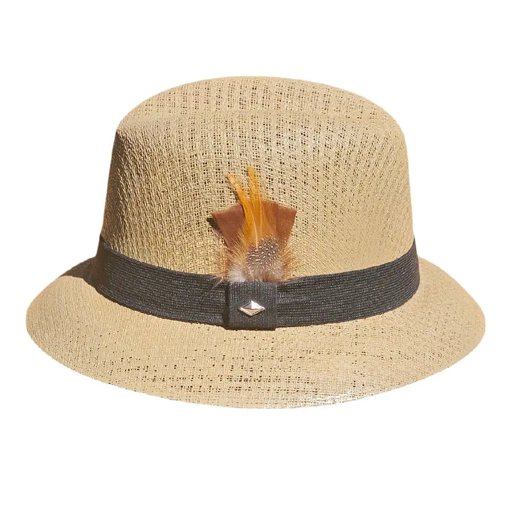 Lowriding Chicano Khaki OG Lowrider Derby Hat with Handmade Flex Fit & Feather Accent for Special Occasions Comfortable Versatile Accessory