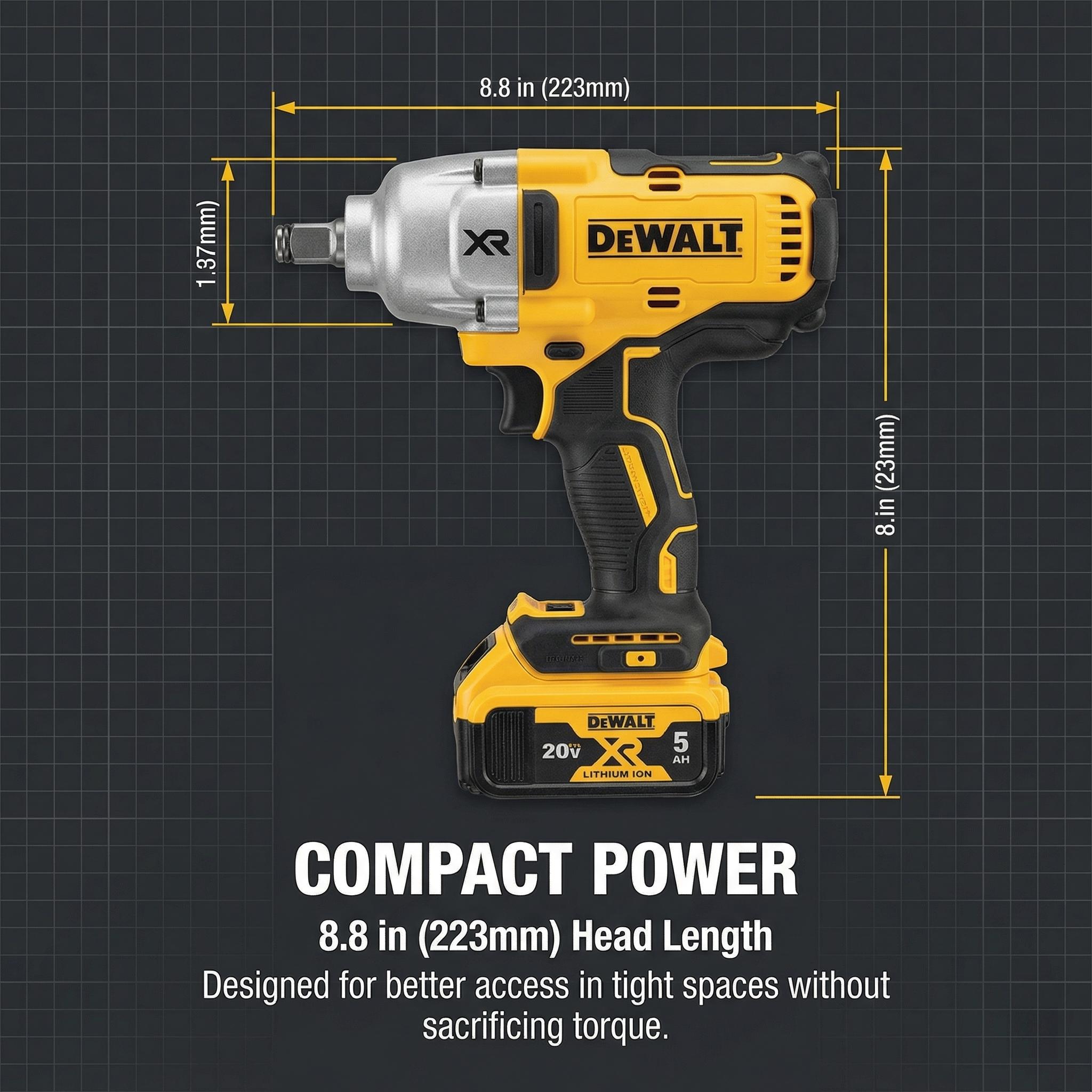 DCF900NT Cordless Impact Wrench – 1396Nm Max Fastening Torque, 0-2300 RPM, 0-2200 IPM – Built for Lug Nuts, Bolts & Industrial Use with 20V Lithium-Ion Battery
