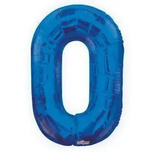 Number 0 Blue Foil Balloon 34" in each. 19662-34
