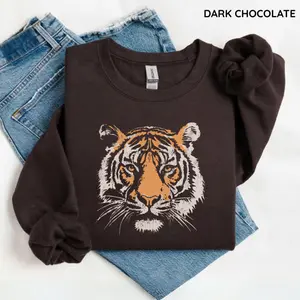 Vintage Tiger Graphic Sweatshirt, 90s Wild Cat Gildan Sweater, Retro Jungle Safari Sweatshirt, Animal Lover Gift, Unisex Tiger Print Tee