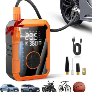 Portable Tire Inflator Air Compressor, Digital Pressure Gauge & LED Light, Multi-Adapter Design for Cars Motorcycles Bikes & More