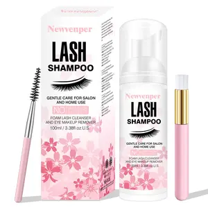 Eyelash Cleaning Shampoo 100ml, 1 Set Eyelash Cleaning & Nourishing Shampoo, Eye Makeup Remover, Professional Eye Makeup Remover for Women Brush Cleanser Gentle Lightweight