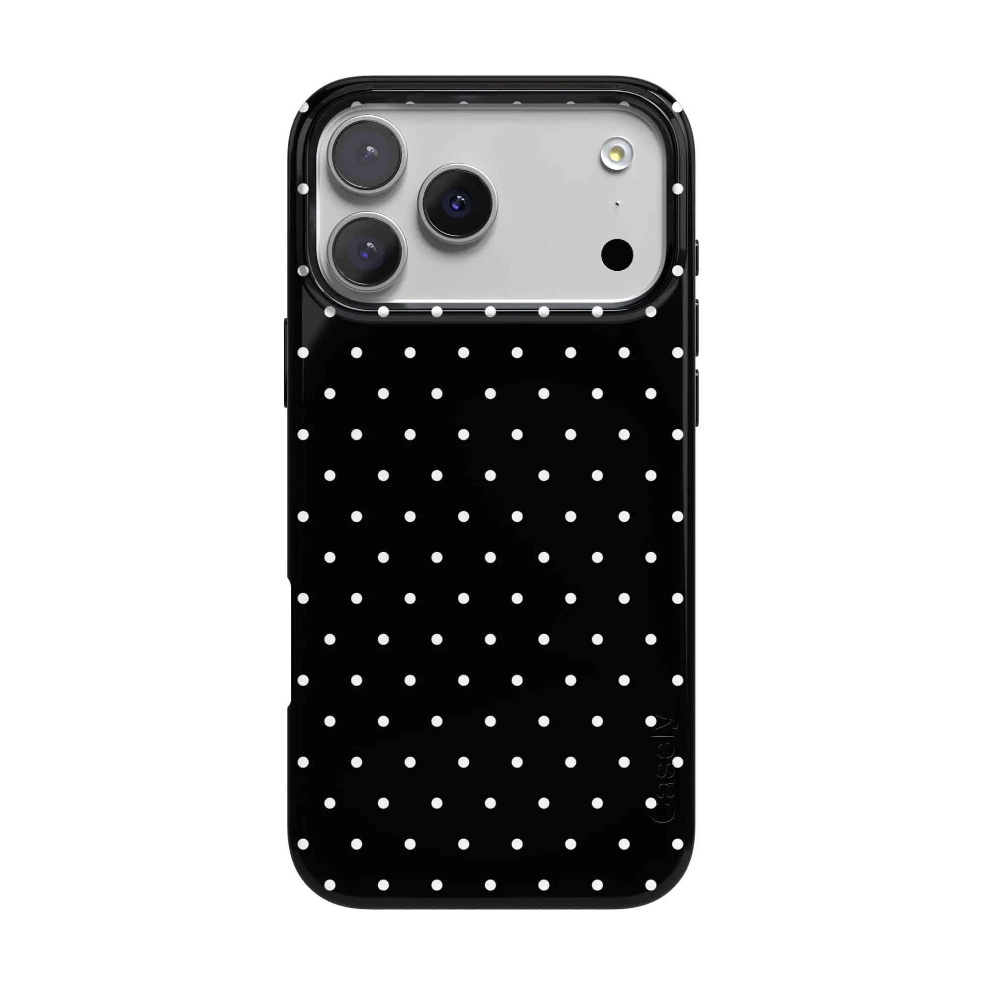 Casely iPhone 17 Pro Case | On the Dot | White Polka Dot | Compatible with MagSafe | Classic Ultra Thin Design