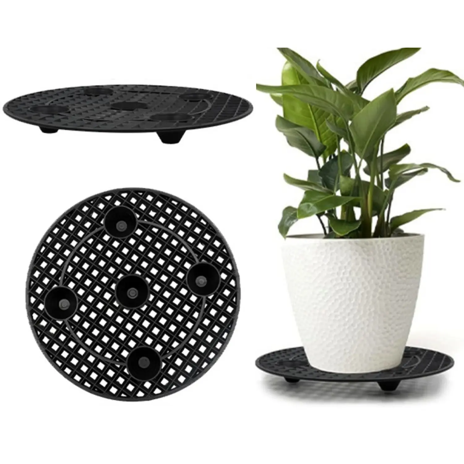 2Pcs 12inch Round Plastic Plant Saucer Set - Durable Garden Pot Trays for Indoors and Outdoors, Potted Plant Root Control Saucer with Efficient Drainage peony cages