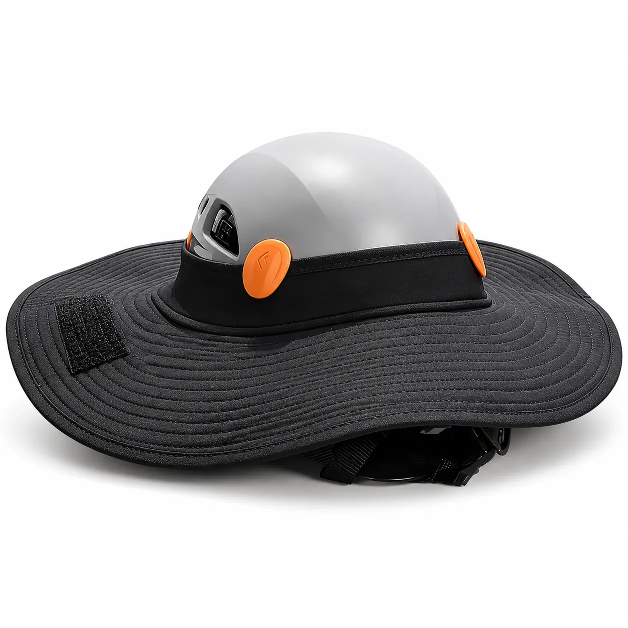 BARHAR 43cm Hard Hat Sun Shade, Reversible Wide Brim Climbing Helmet Sun Shade Attachment, Lightweight Foldable Water-Resistant Hard Hat Accessory with Hook-and-Loop Patch for Arborist Tree Work, Rope Access, Work at Height, Rescue & Outdoor Work